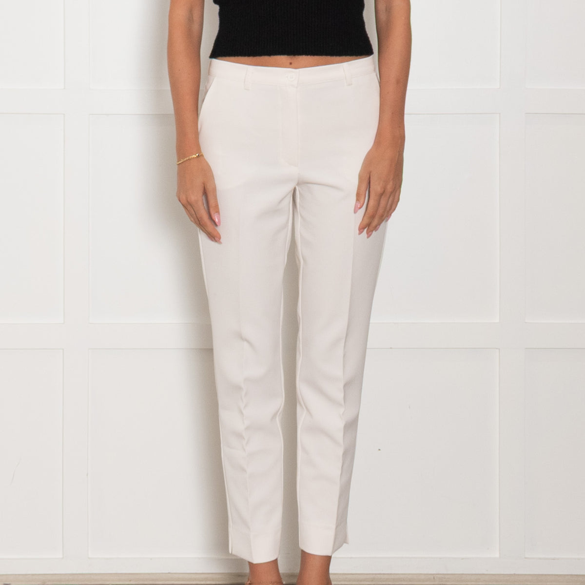 Daniel & Mayer Cream Slim Leg Trousers