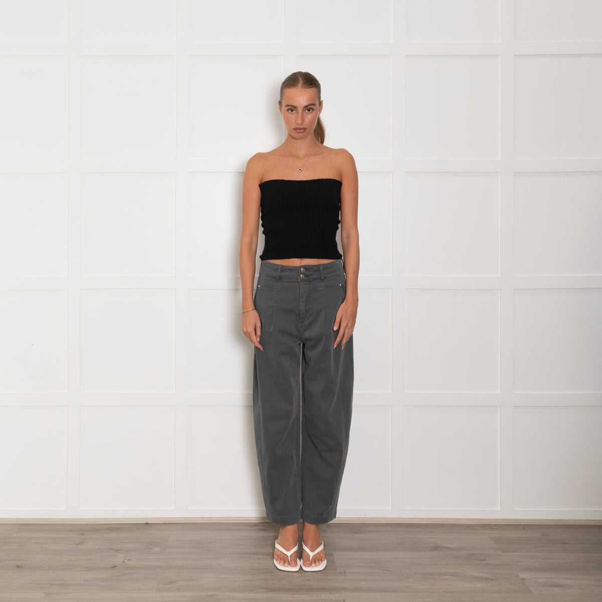 Mos Mosh Green Cotton Barrel Leg Jeans