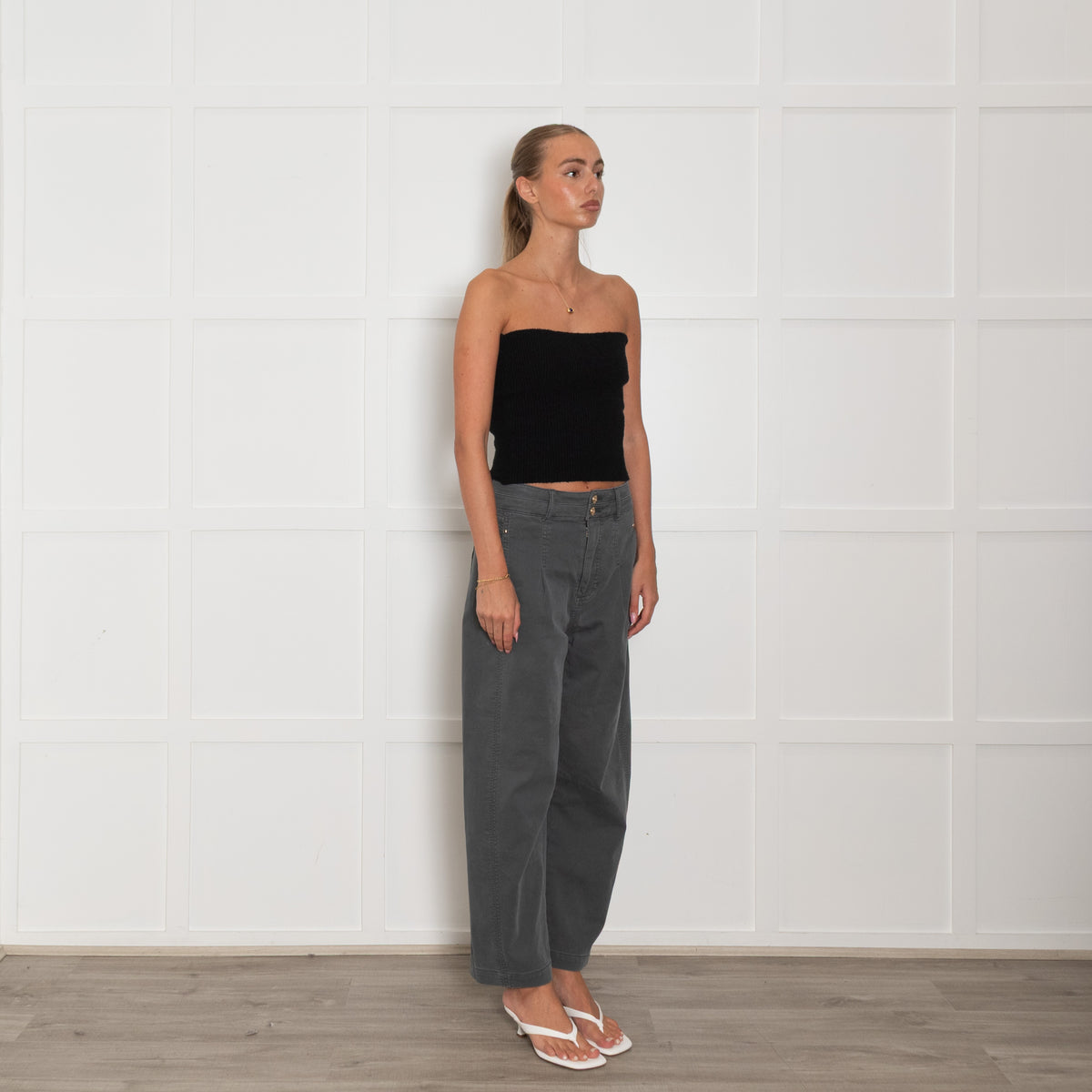 Mos Mosh Green Cotton Barrel Leg Jeans