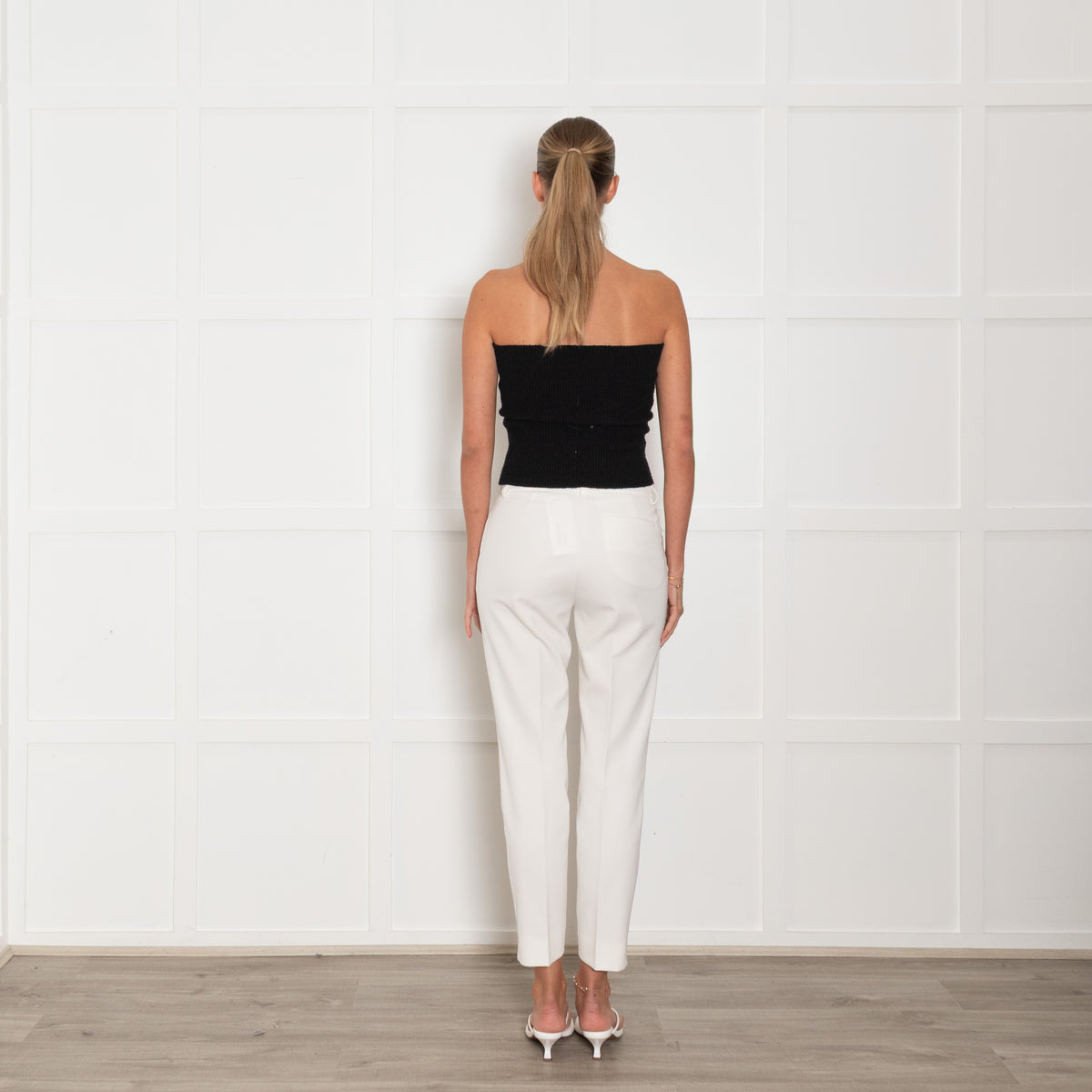 Daniel & Mayer Cream High Waisted Slim Leg Trousers