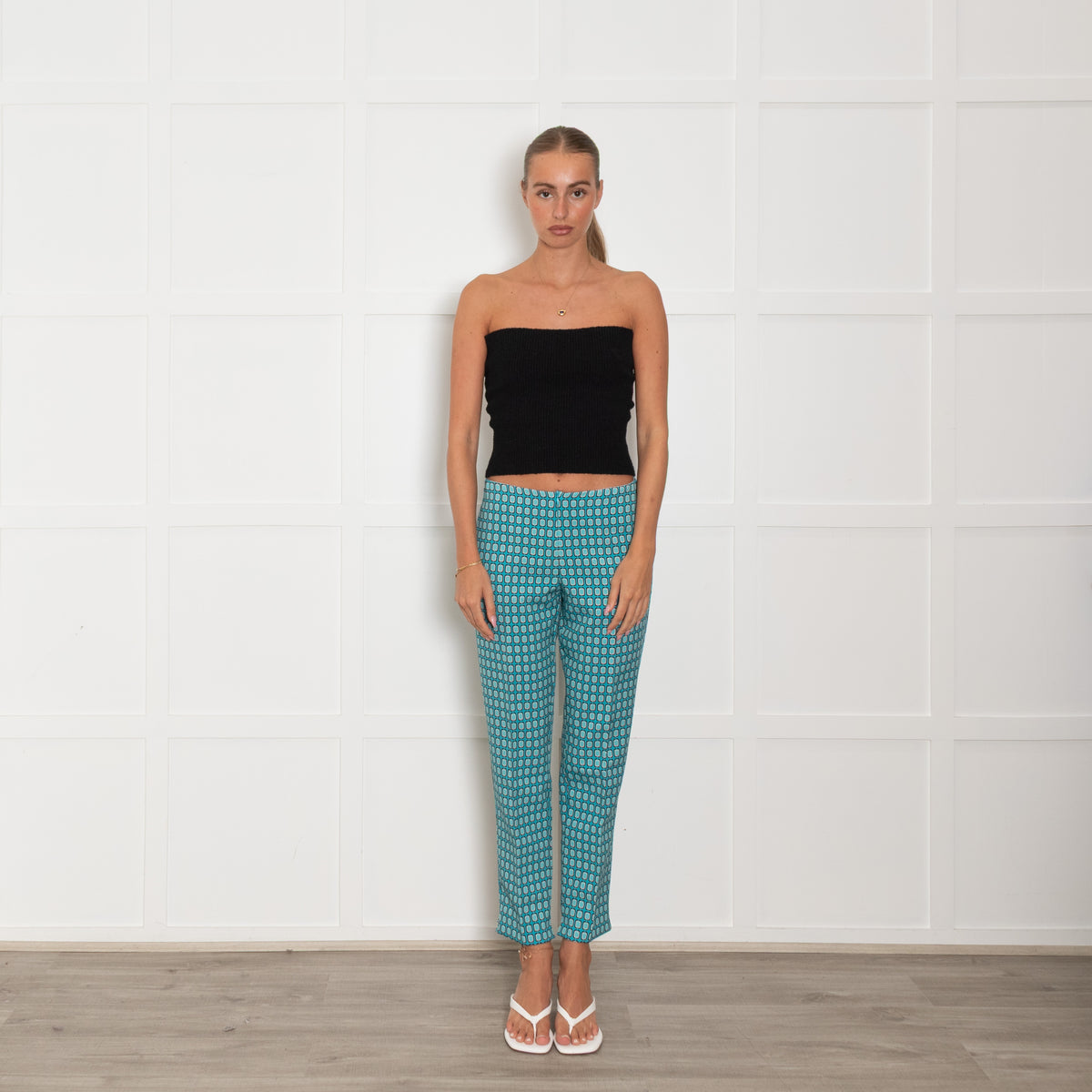 Daniel & Mayer Turquoise Geometric Print Trousers