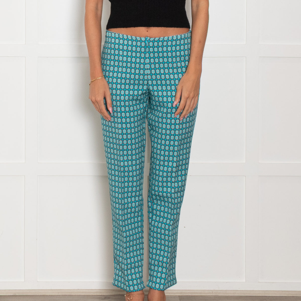 Daniel & Mayer Turquoise Geometric Print Trousers