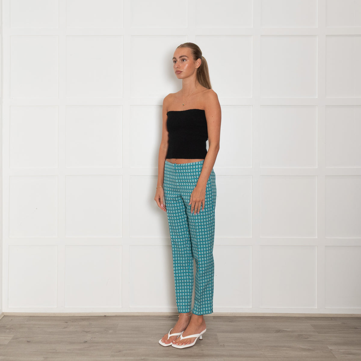 Daniel & Mayer Turquoise Geometric Print Trousers