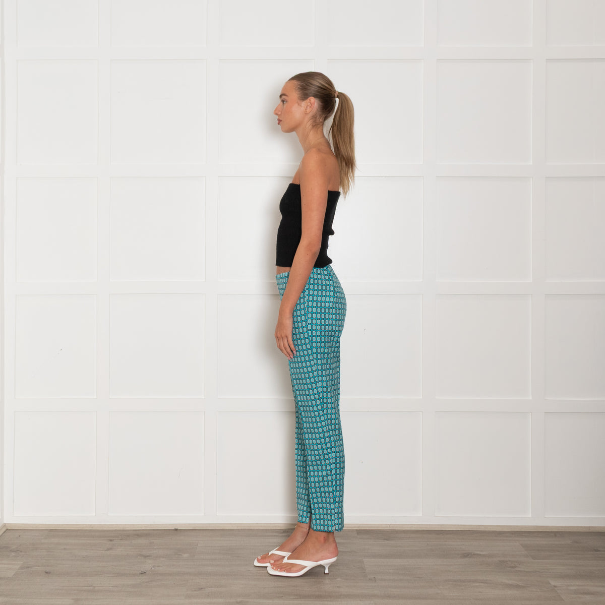 Daniel & Mayer Turquoise Geometric Print Trousers