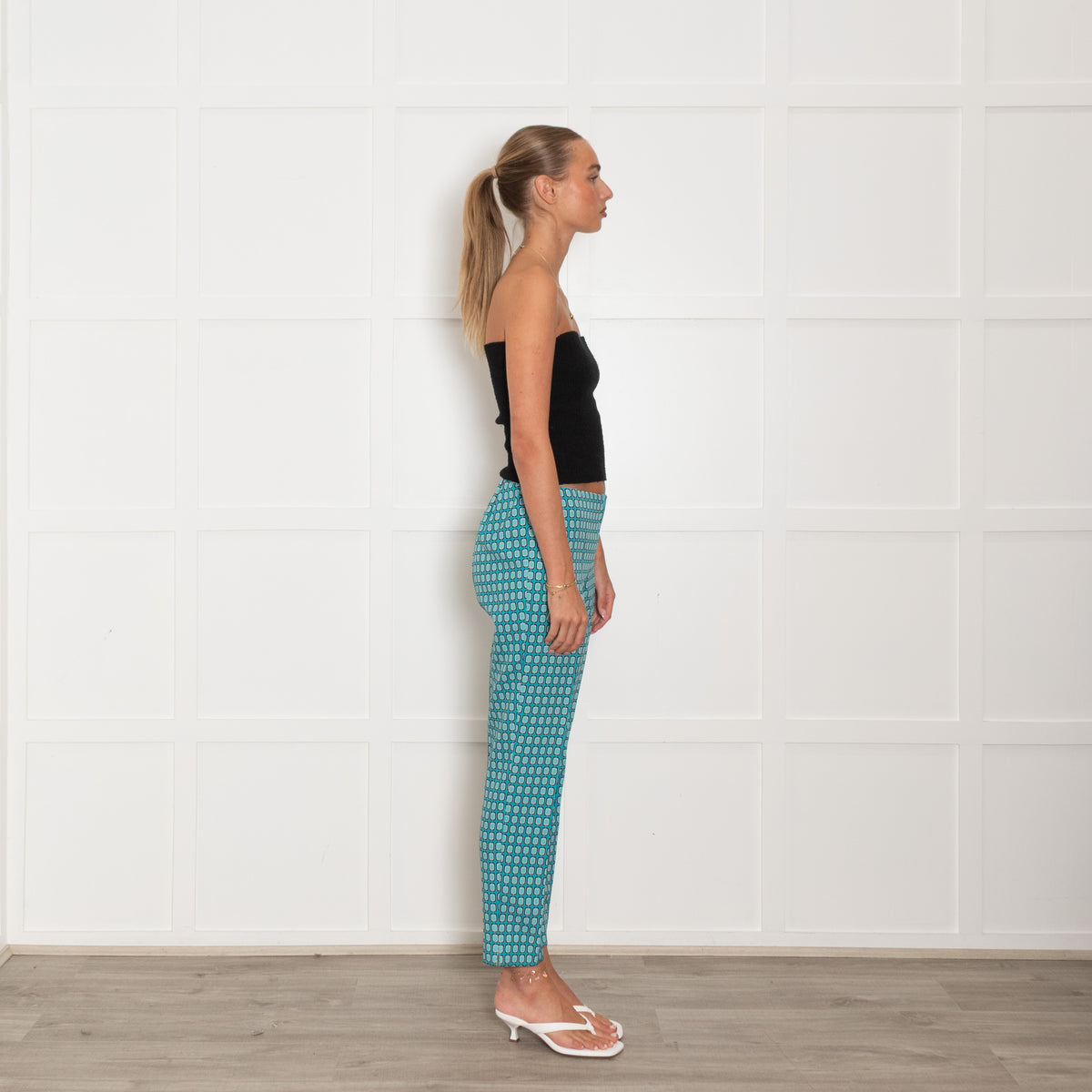 Daniel & Mayer Turquoise Geometric Print Trousers