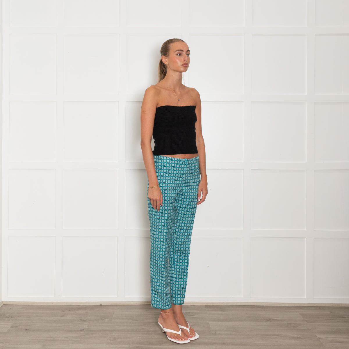 Daniel & Mayer Turquoise Geometric Print Trousers