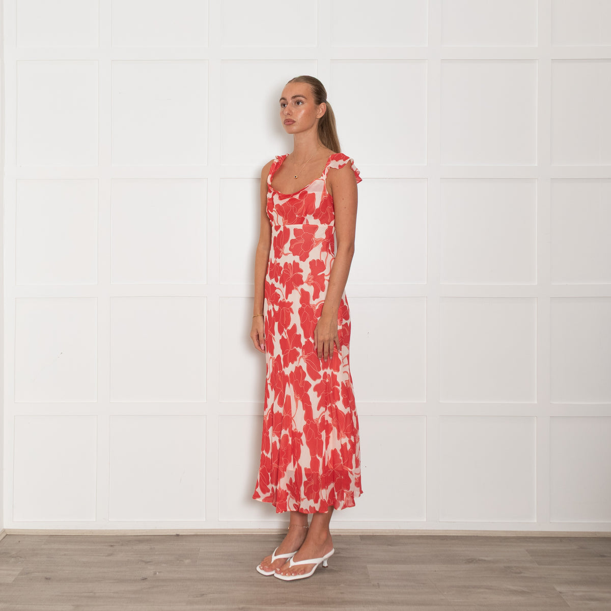 Rails Red Cream Flower Print Sleeveless Long Dress