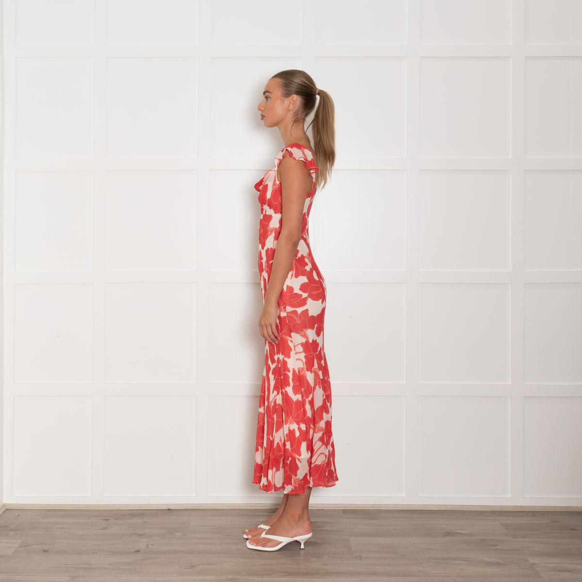 Rails Red Cream Floral Pattern Sleeveless Long Dress