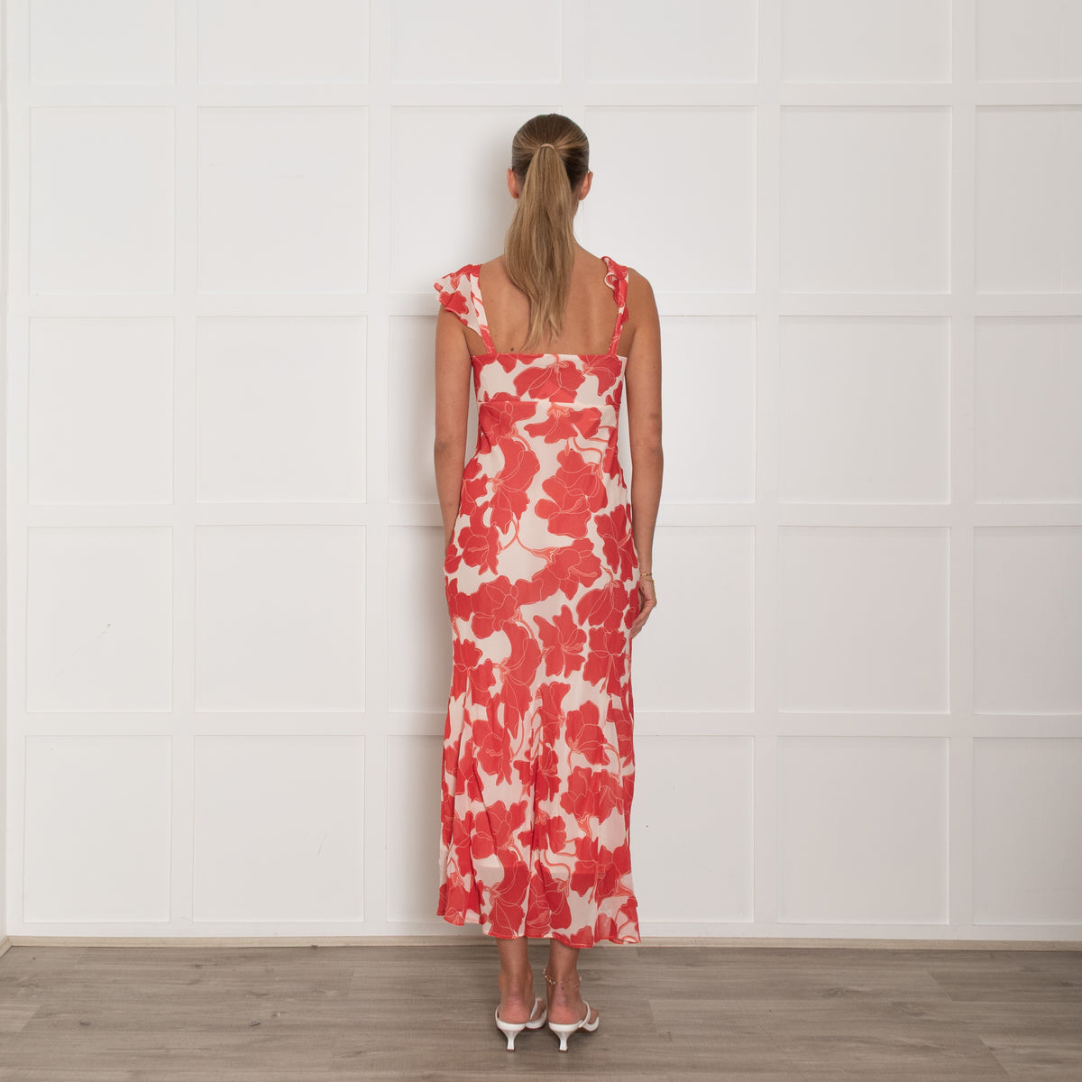 Rails Red Cream Flower Print Sleeveless Long Dress