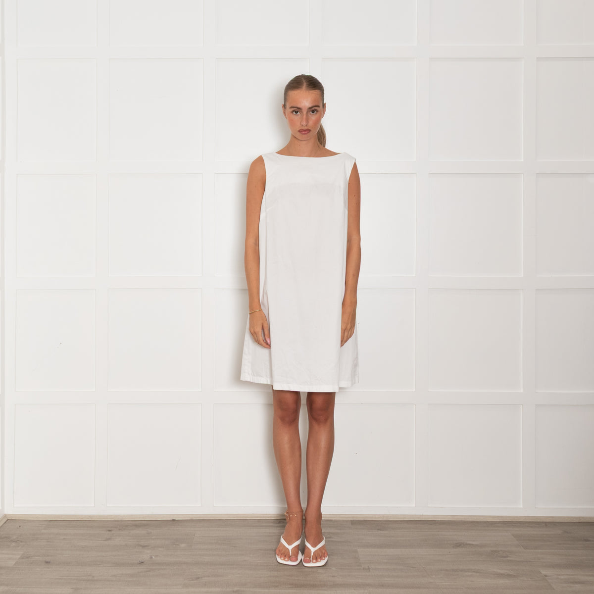 Piu Piu White Cotton Sleeveless Dress
