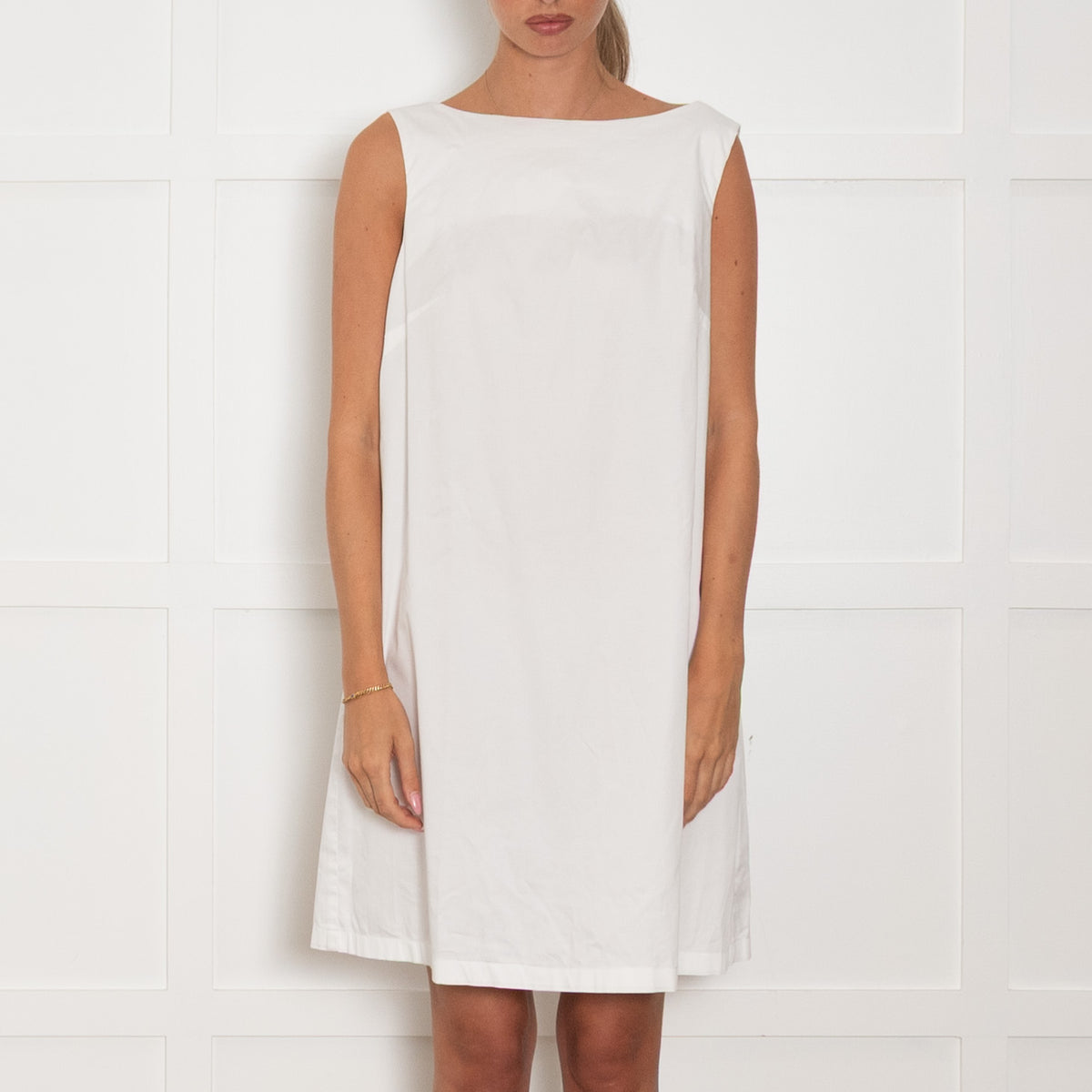 Piu Piu White Cotton Sleeveless Dress