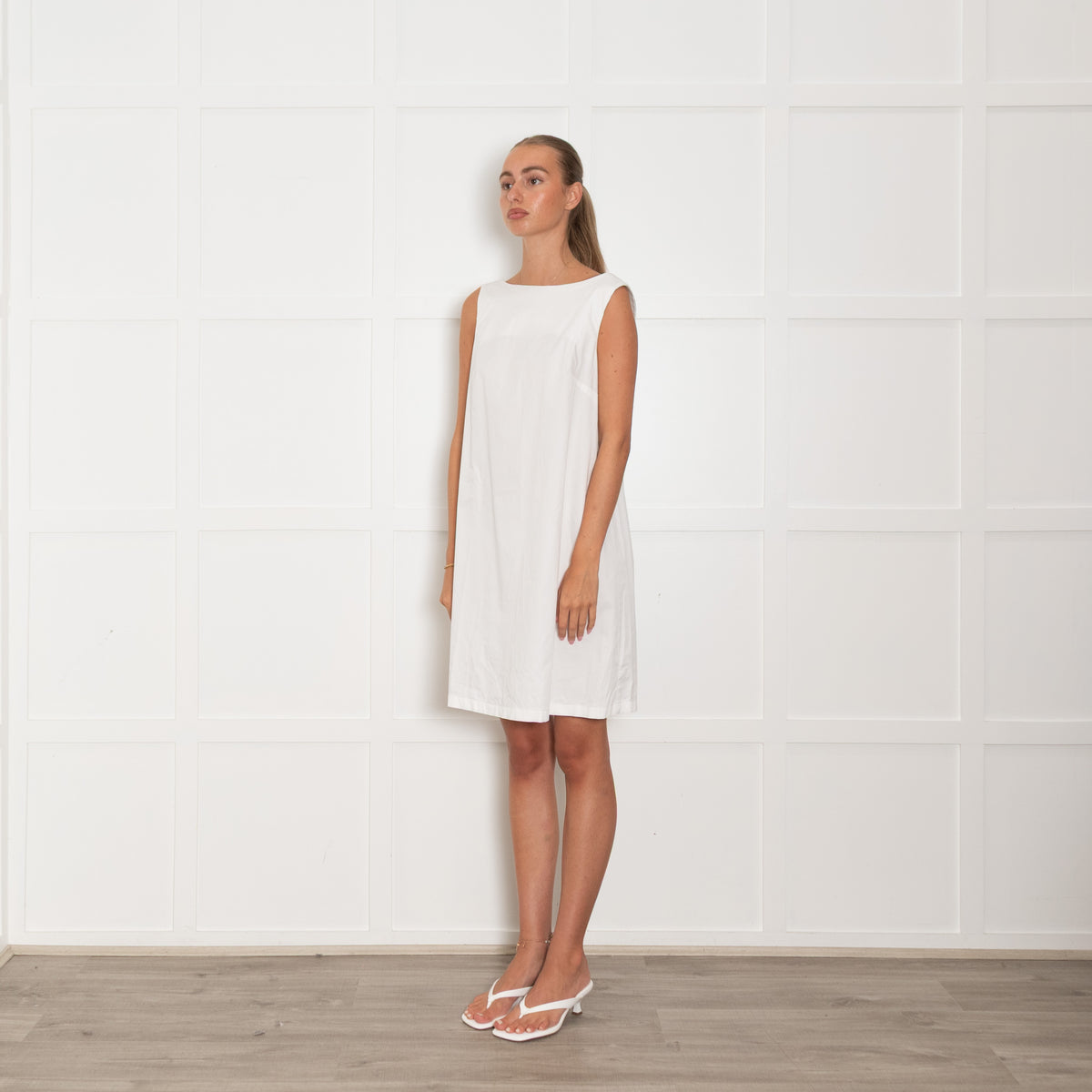 Piu Piu White Cotton Sleeveless Dress
