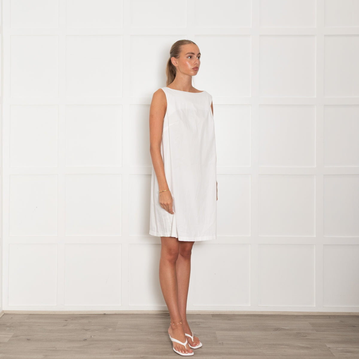 Piu Piu White Cotton Sleeveless Dress