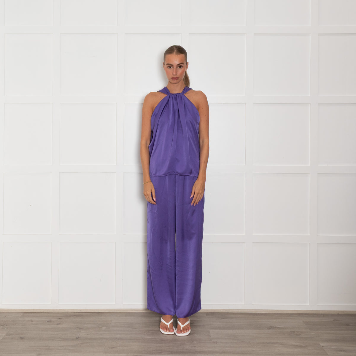 Pamela Milano Purple Satin Sleeveless Top