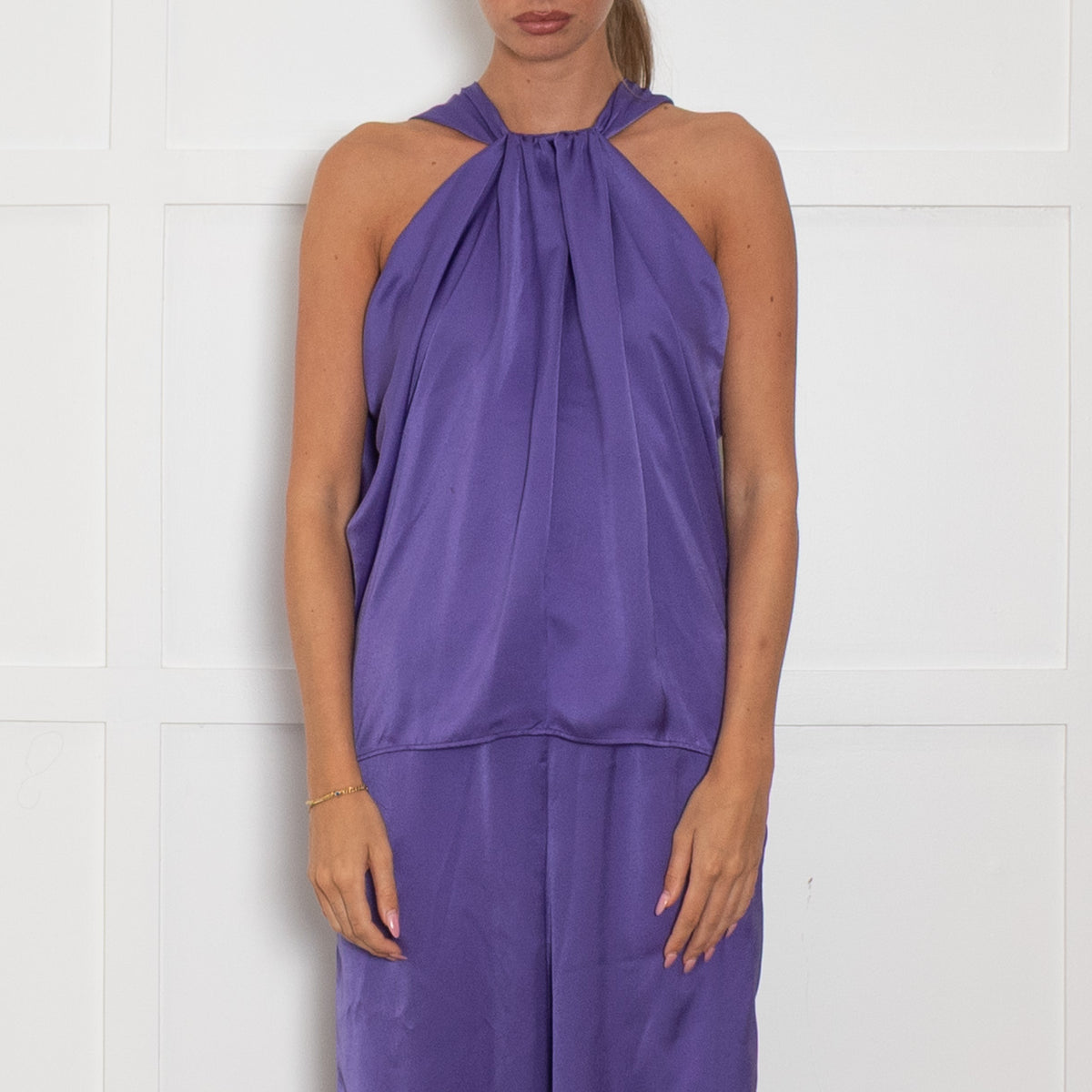 Pamela Milano Purple Satin Sleeveless Top