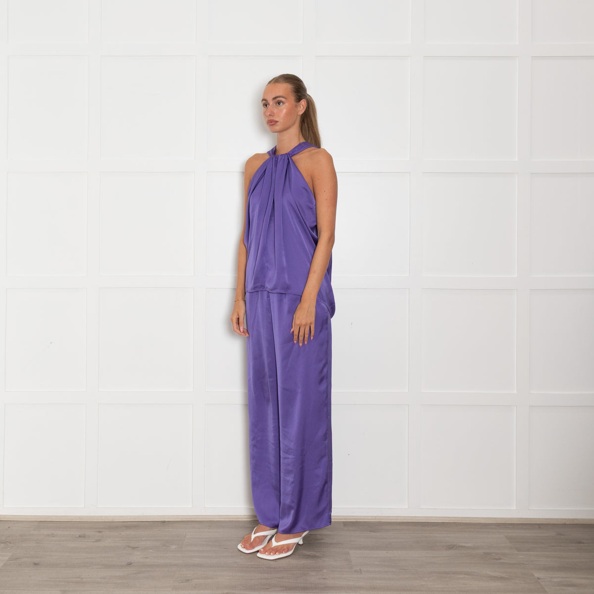 Pamela Milano Purple Satin Sleeveless Top