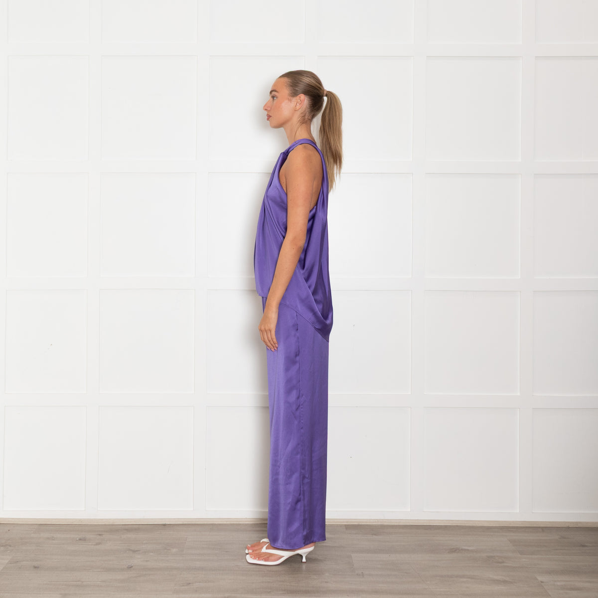 Pamela Milano Purple Satin Sleeveless Top