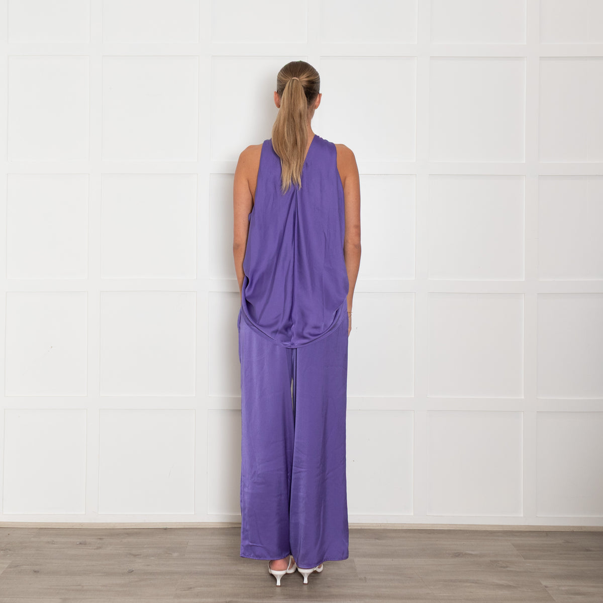 Pamela Milano Purple Satin Sleeveless Top
