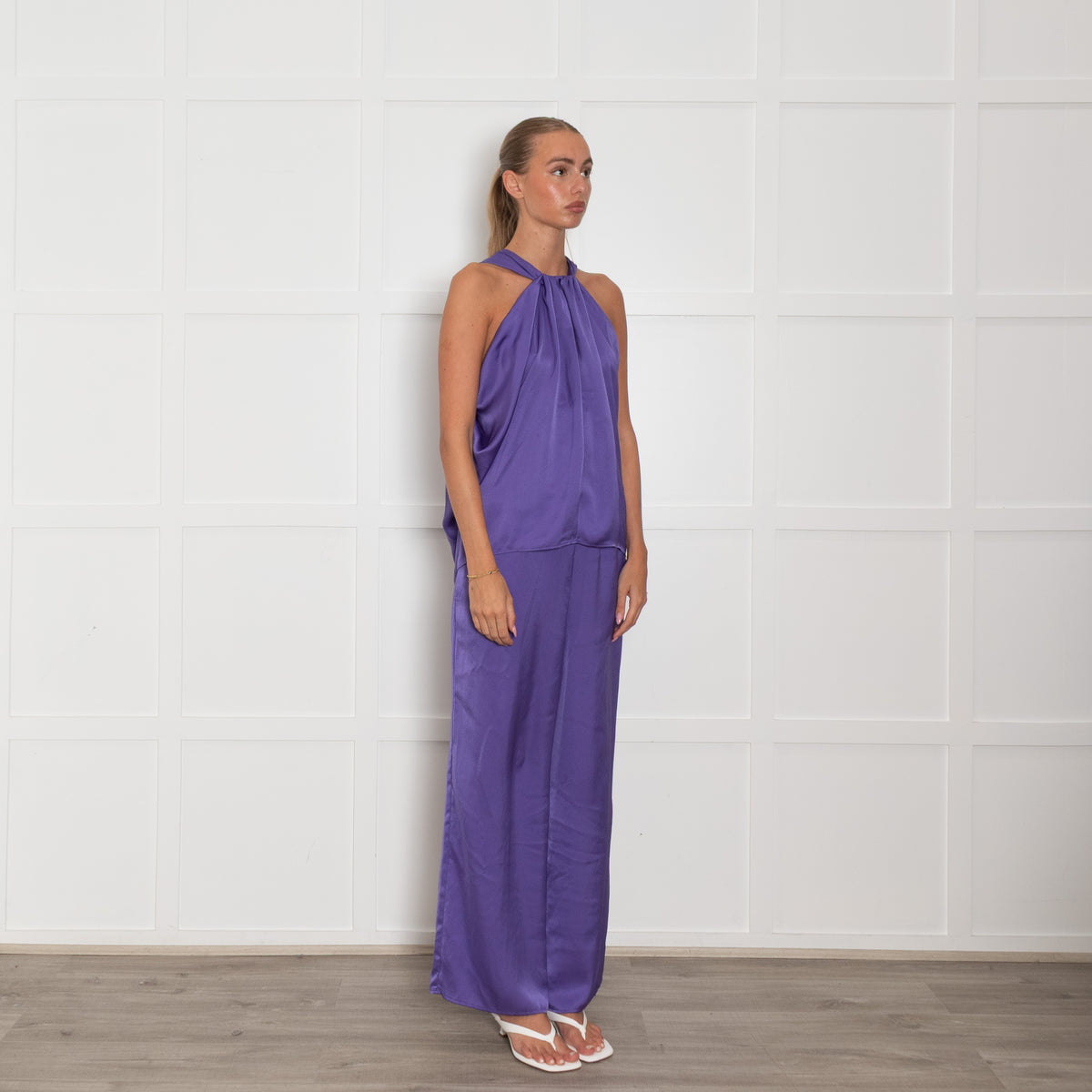 Pamela Milano Purple Satin Wide Leg Trousers
