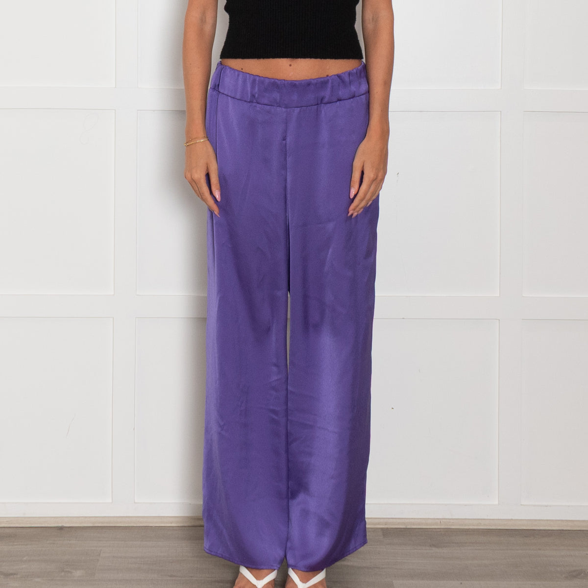 Pamela Milano Purple Satin Wide Leg Trousers