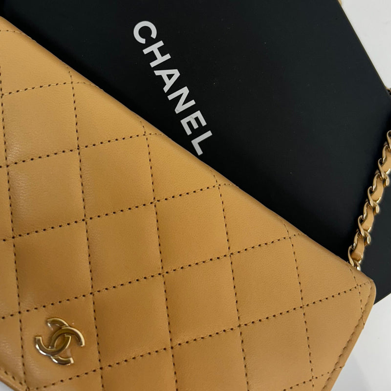 Chanel Beige Wallet on Chain with Gold Hardware
