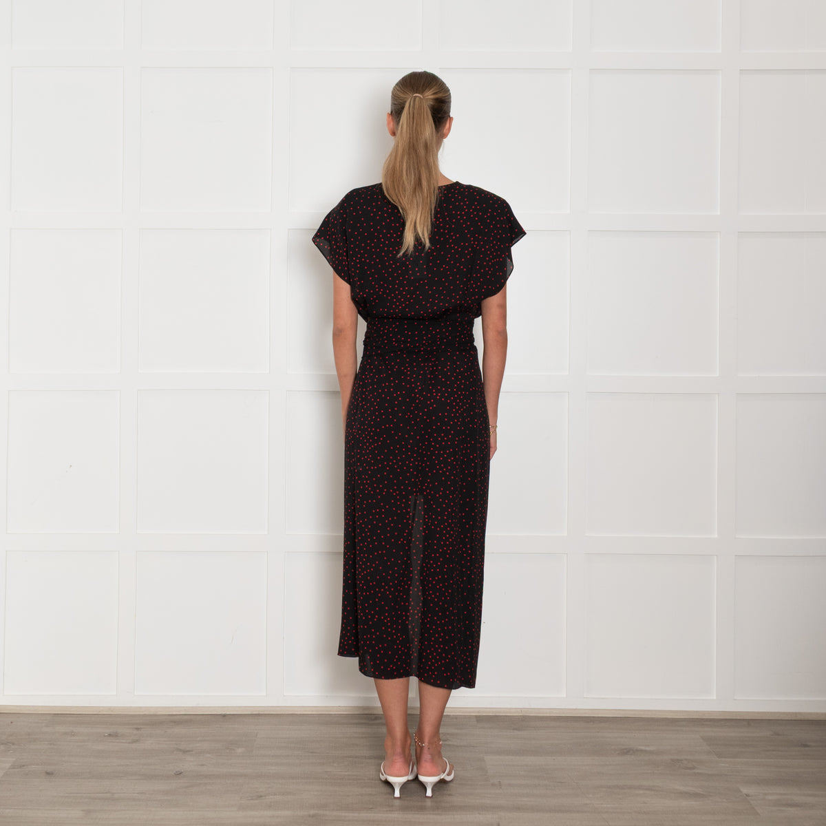Magda Butrym Black Red Dot Sleeveless Belted Dress