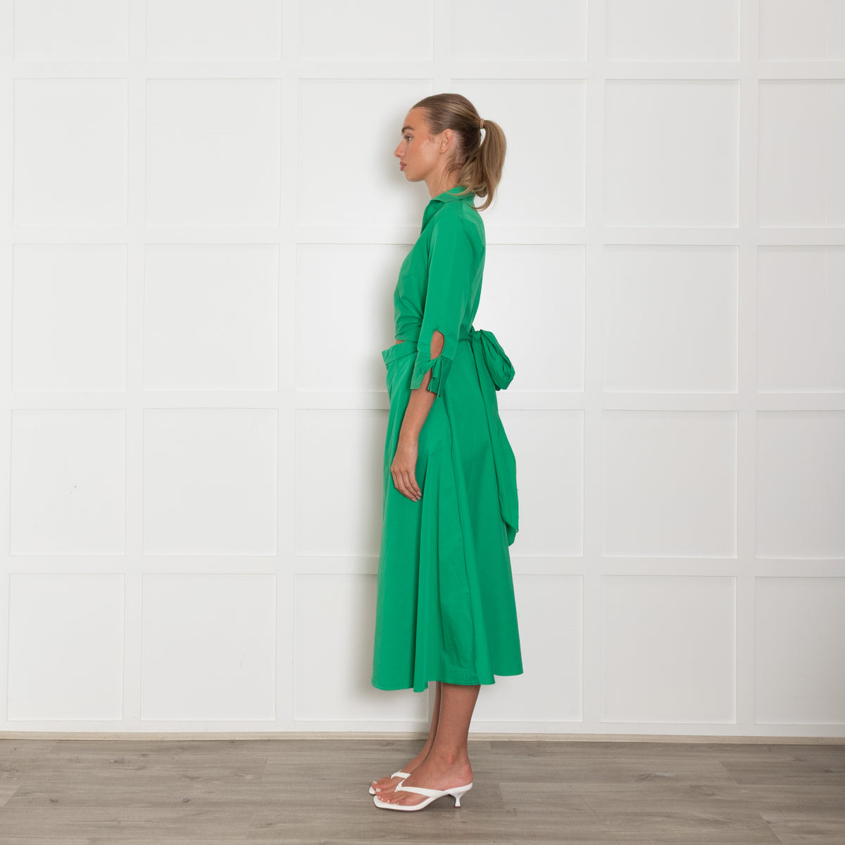 Pamela Milano Green Cotton Wrap Short Sleeve Dress UK 10