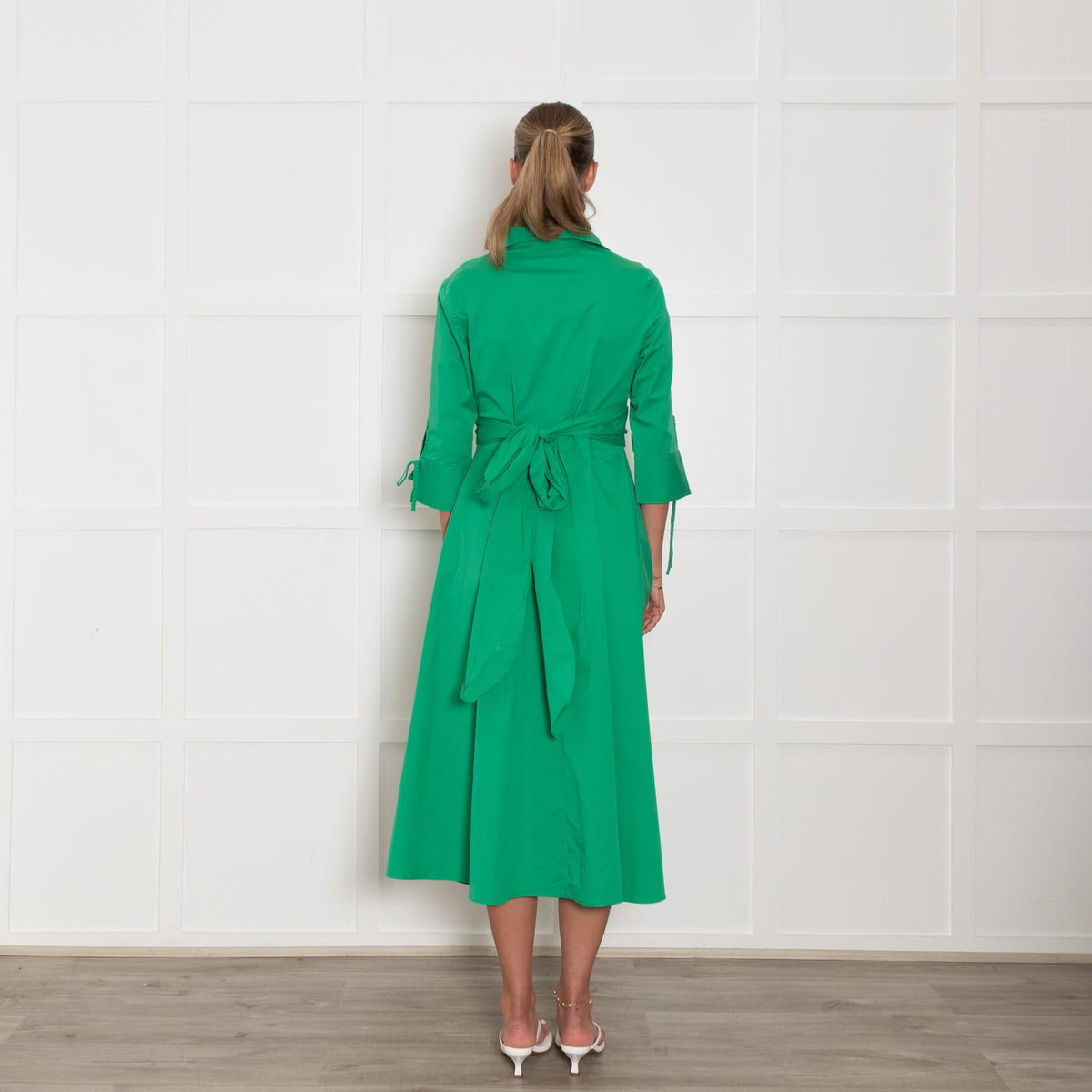 Pamela Milano Green Cotton Wrap Short Sleeve Dress UK 10