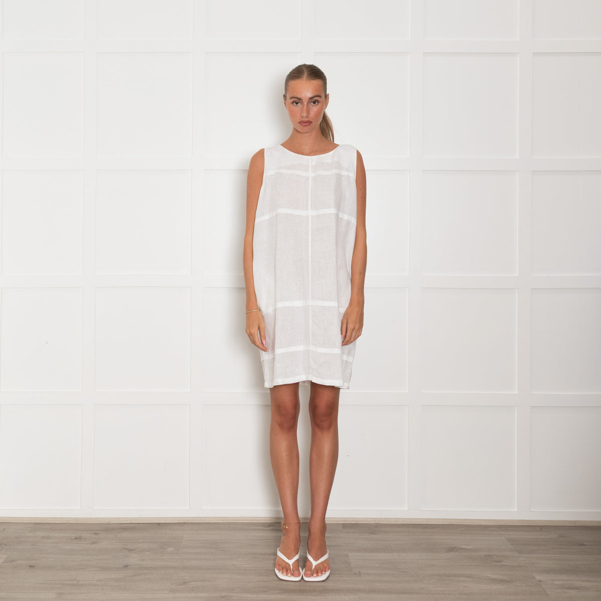 Daniel & Mayer White Linen Sleeveless Dress