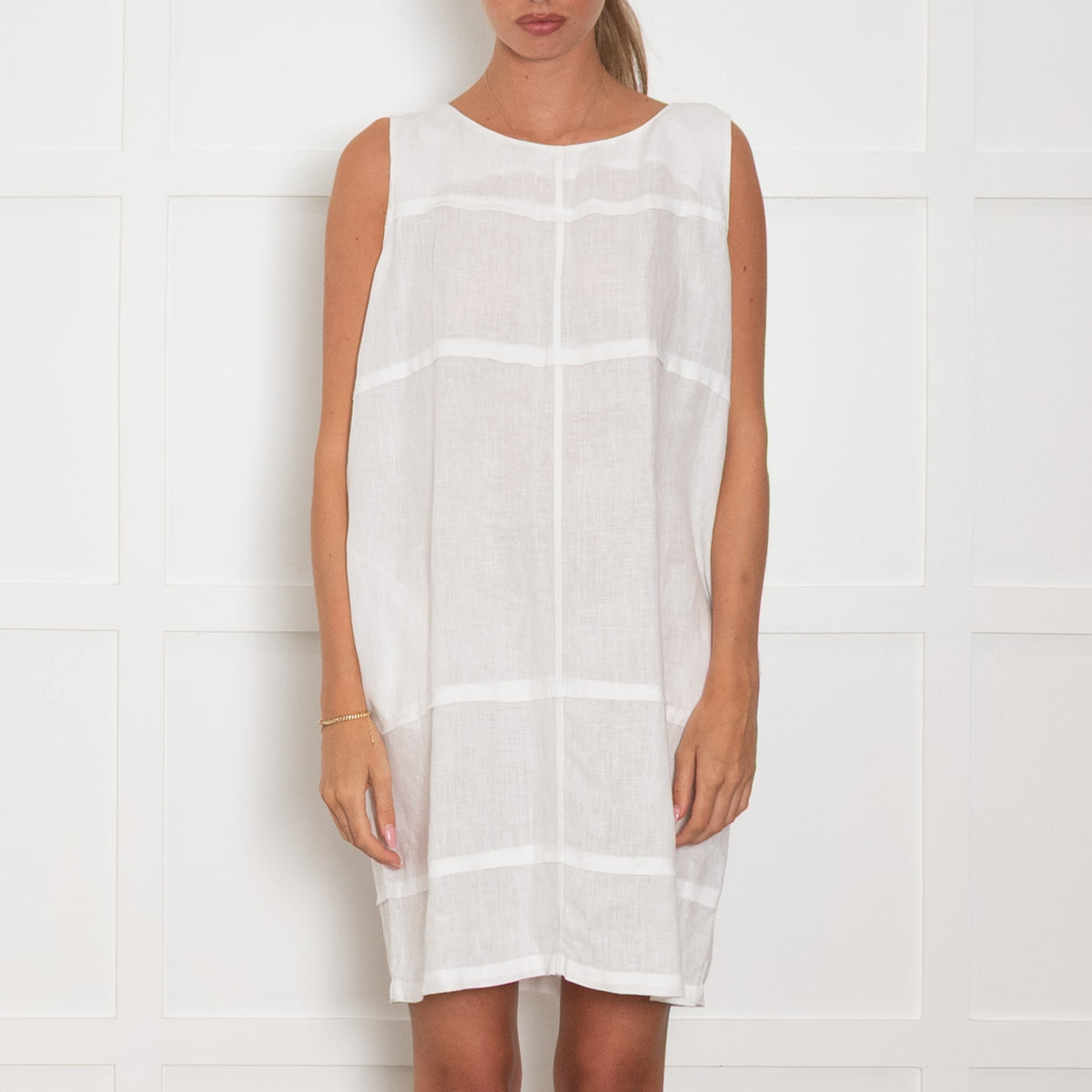 Daniel & Mayer White Linen Sleeveless Dress