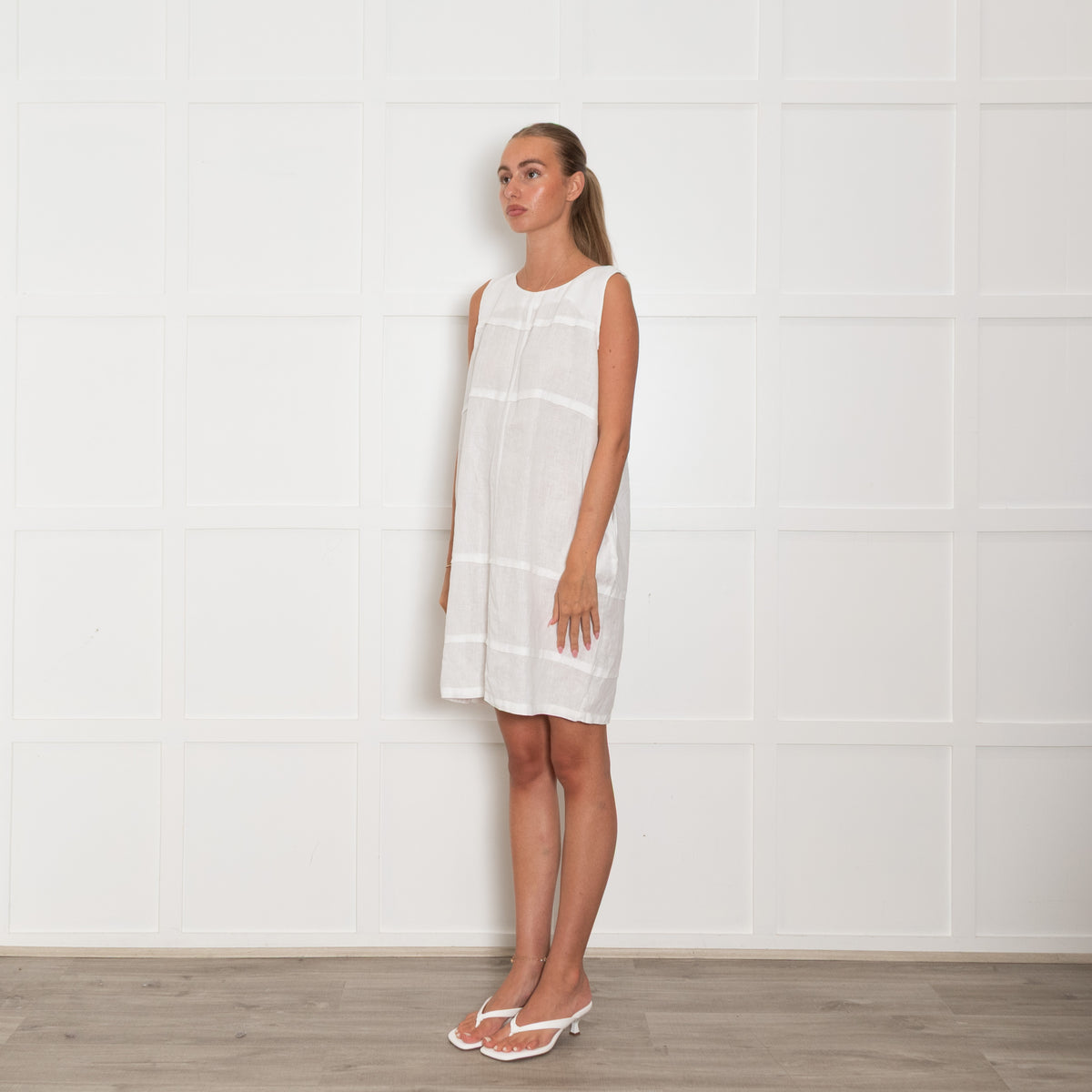 Daniel & Mayer White Linen Sleeveless Dress