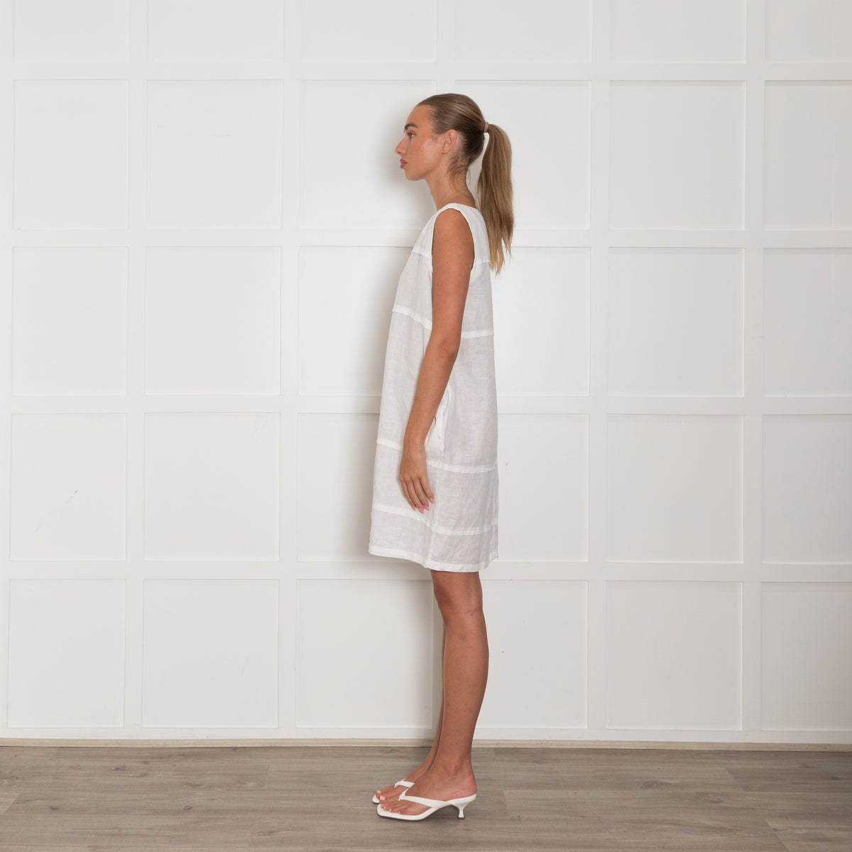 Daniel & Mayer White Linen Sleeveless Dress