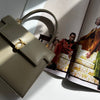 Launer London Taupe Judi Buttermilk Top Handle Small Bag