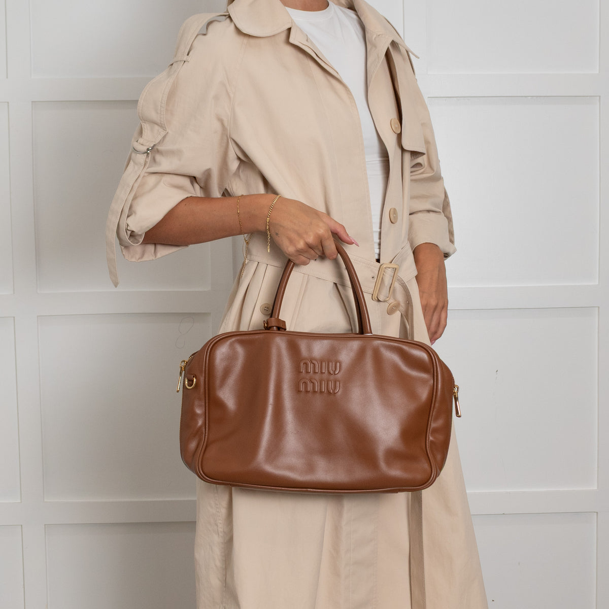 Miu Miu Large Leather Calf Softy Beau Top Handle Bag