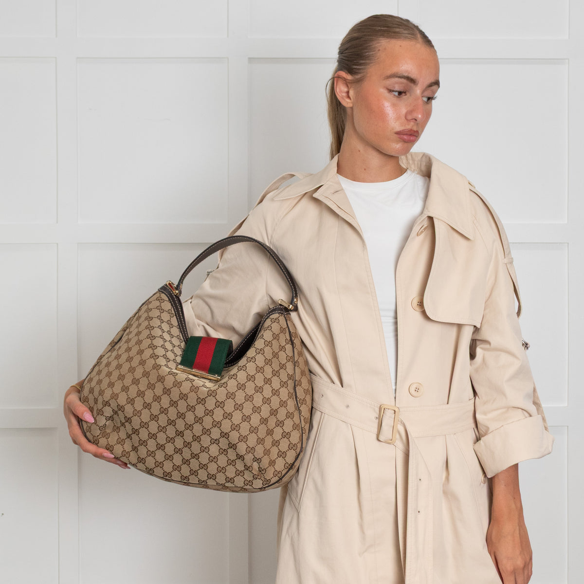 Gucci Vintage Monogram Web Hobo Bag