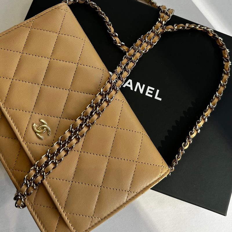 Chanel Beige Wallet on Chain with Gold Hardware