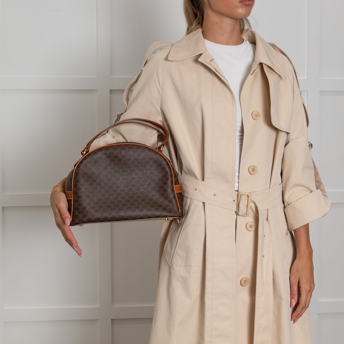 Celine Vintage Macadam Canvas Dome Handbag