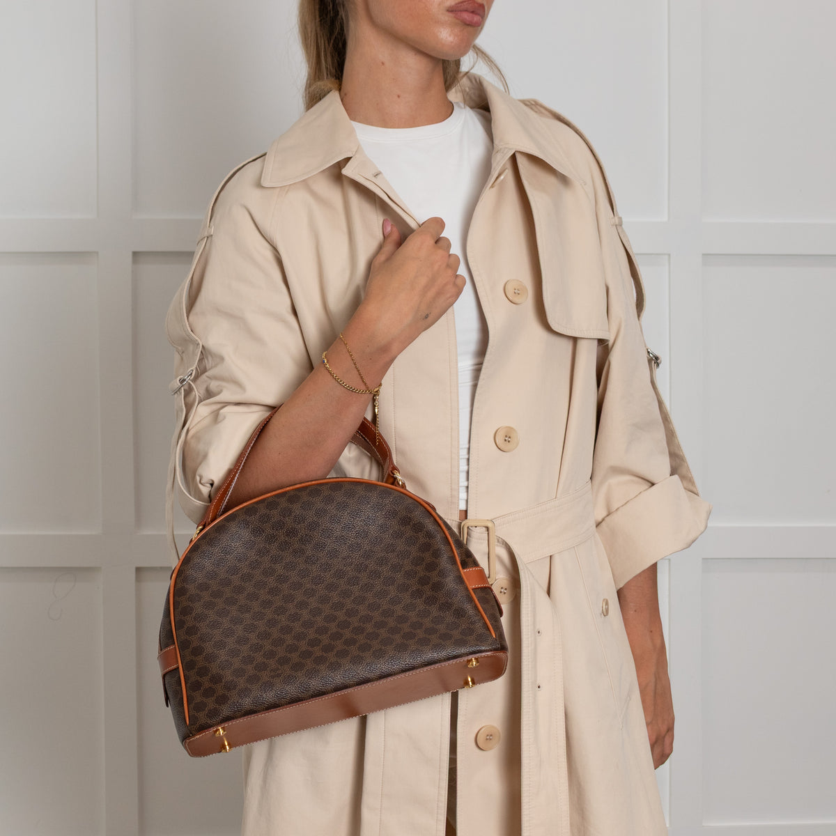 Celine Vintage Macadam Canvas Dome Handbag