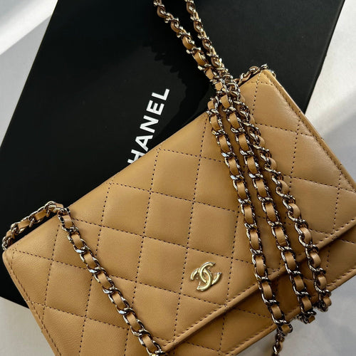 Chanel Beige Wallet on Chain with Gold Hardware