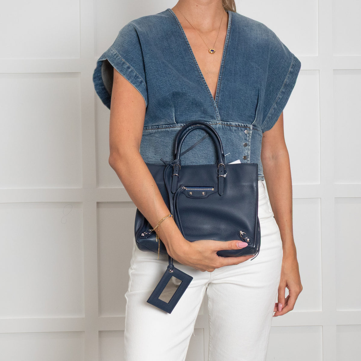 Balenciaga Navy Blue A6 Papier Moto Tote