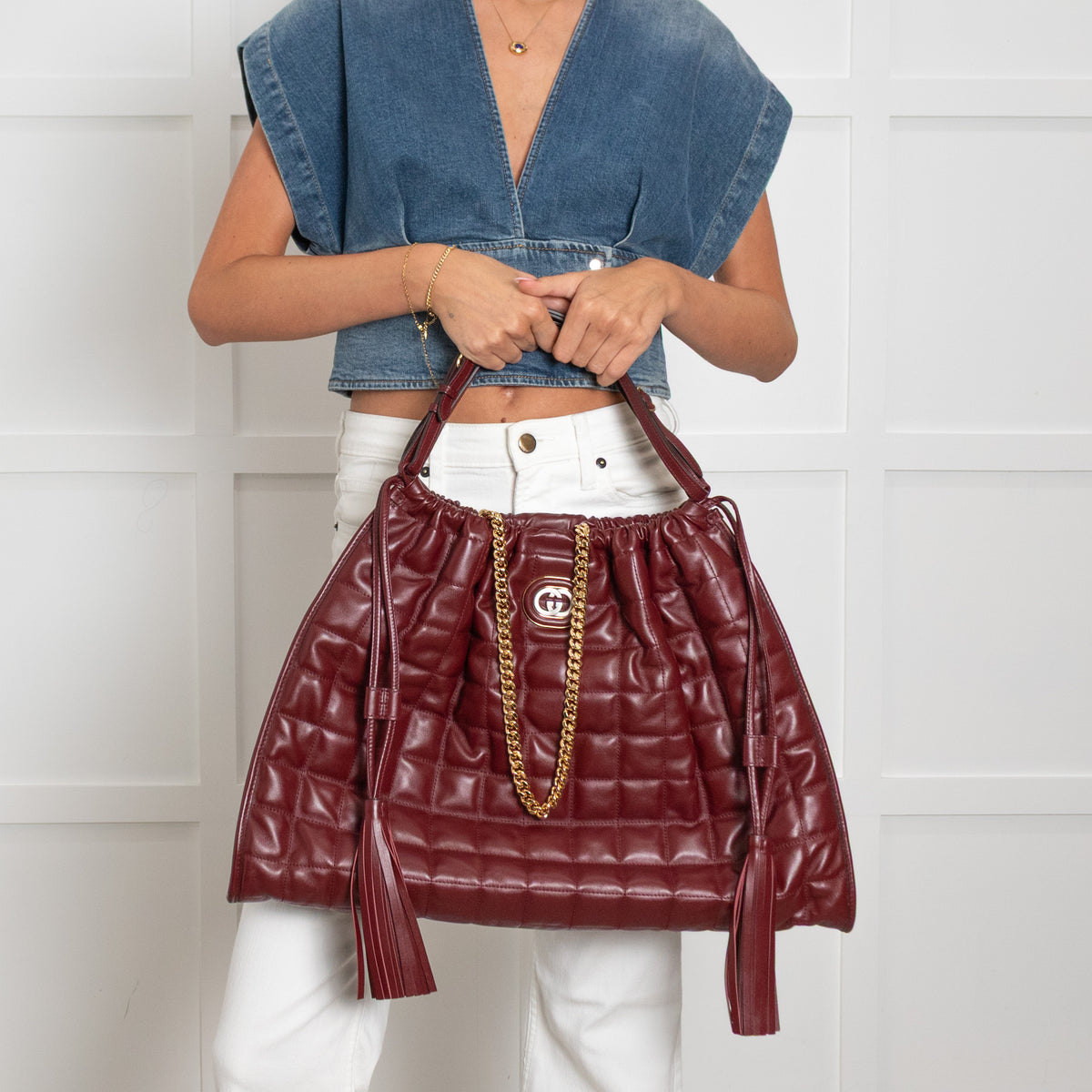 Gucci Burgundy Large Deco Tote