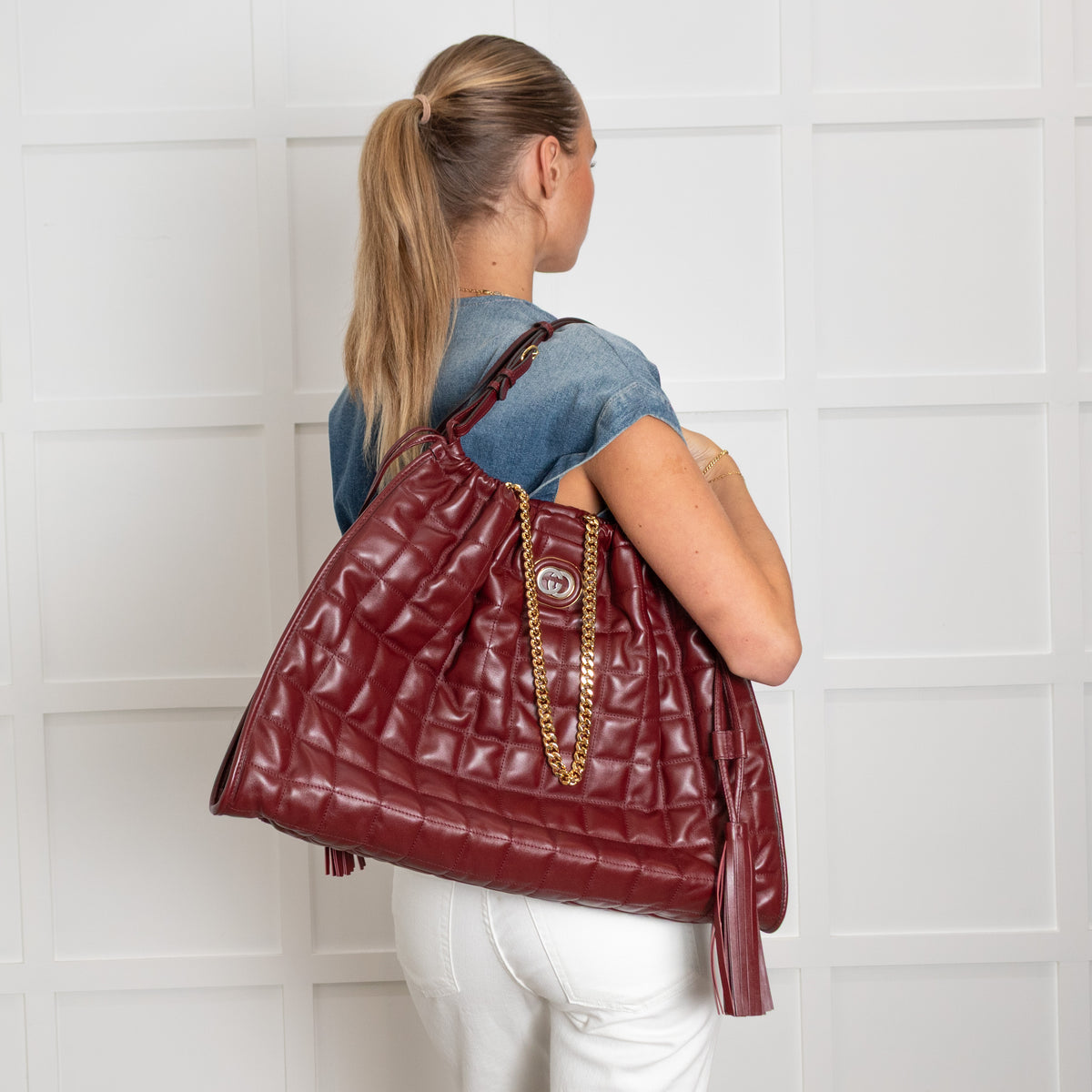 Gucci Burgundy Large Deco Tote