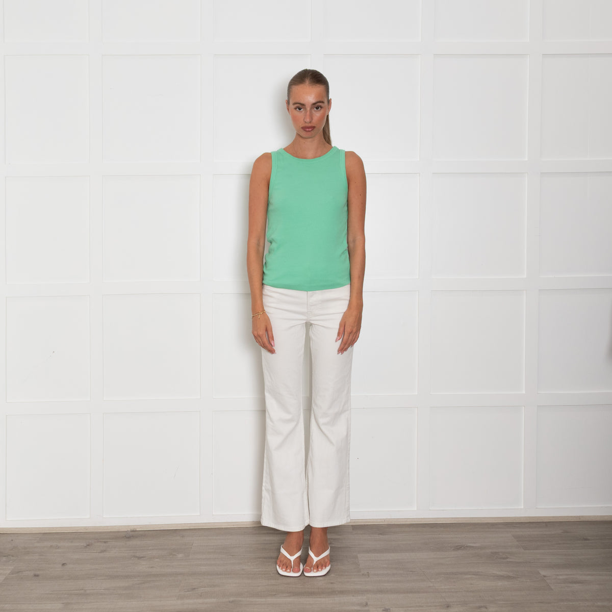Me + Em Green Cotton Ribbed Vest
