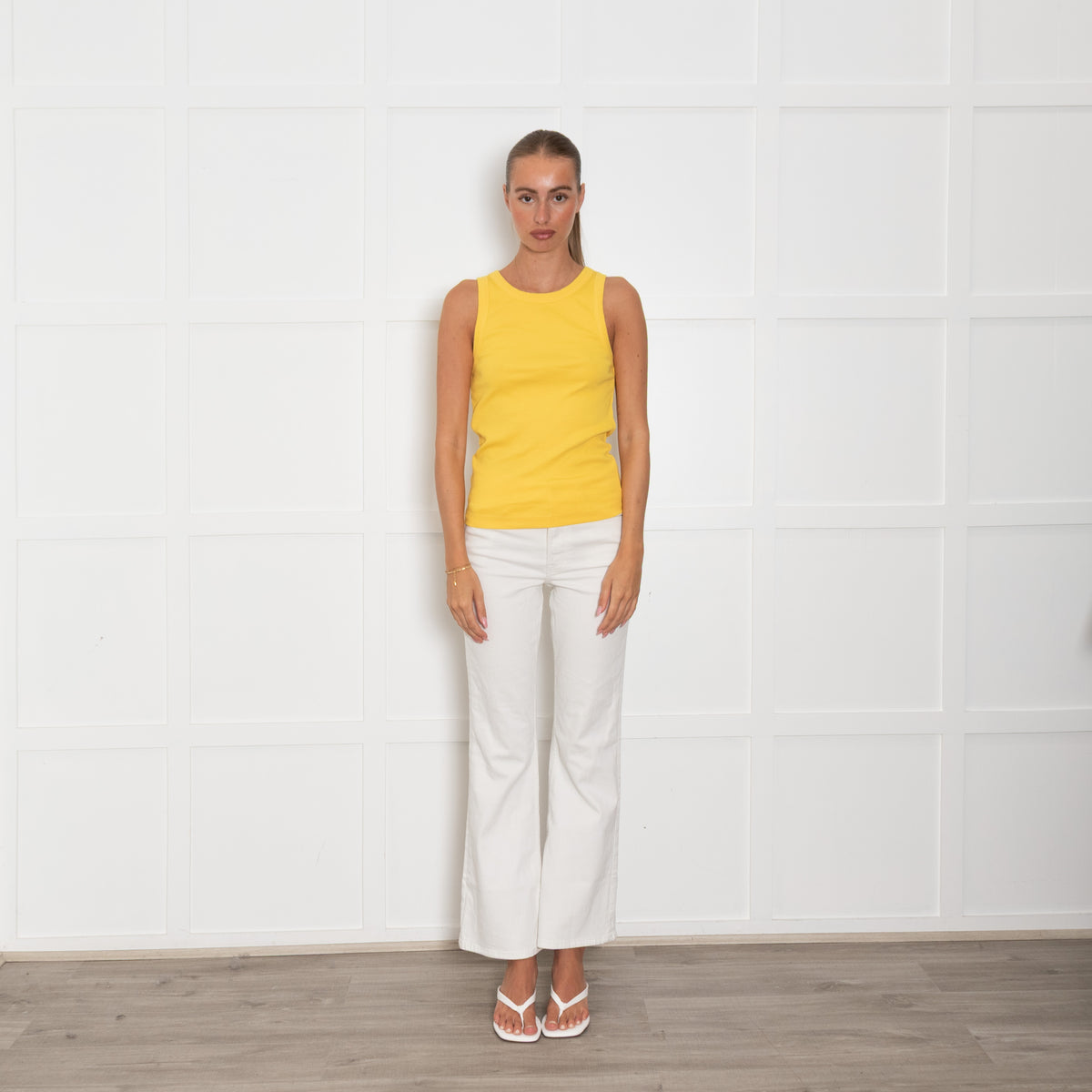 Me + Em Yellow Cotton Rib Vest