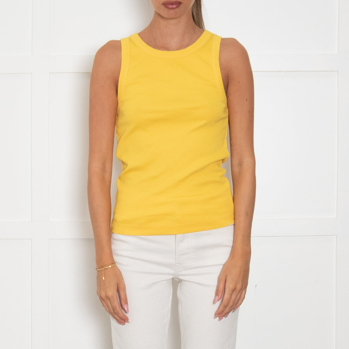 Me + Em Yellow Cotton Rib Vest