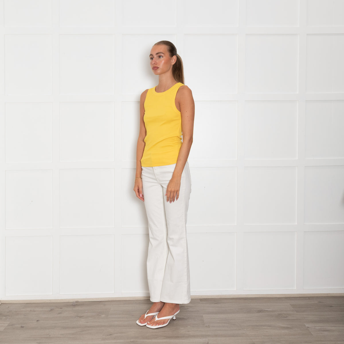 Me + Em Yellow Cotton Rib Vest