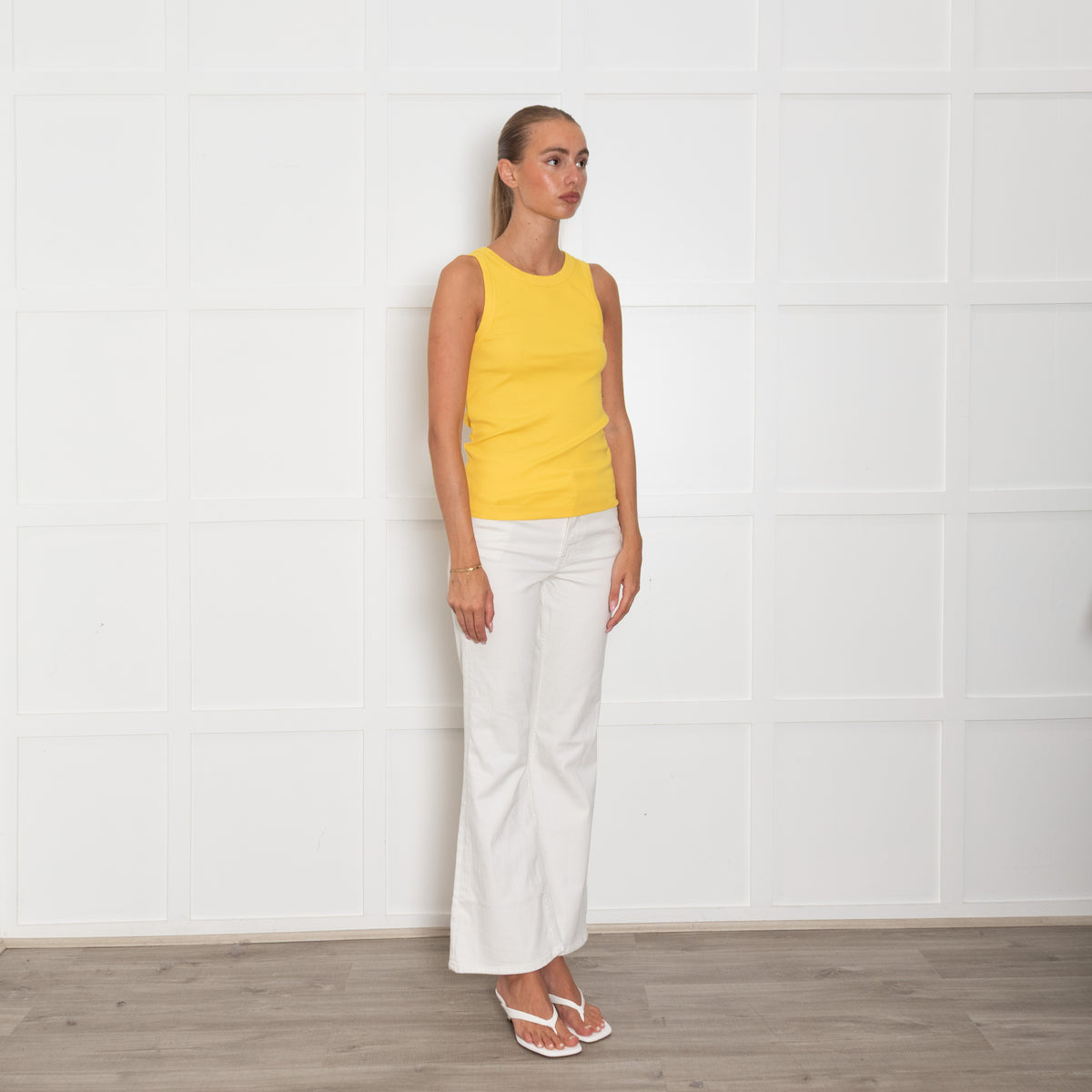Me + Em Yellow Cotton Rib Vest