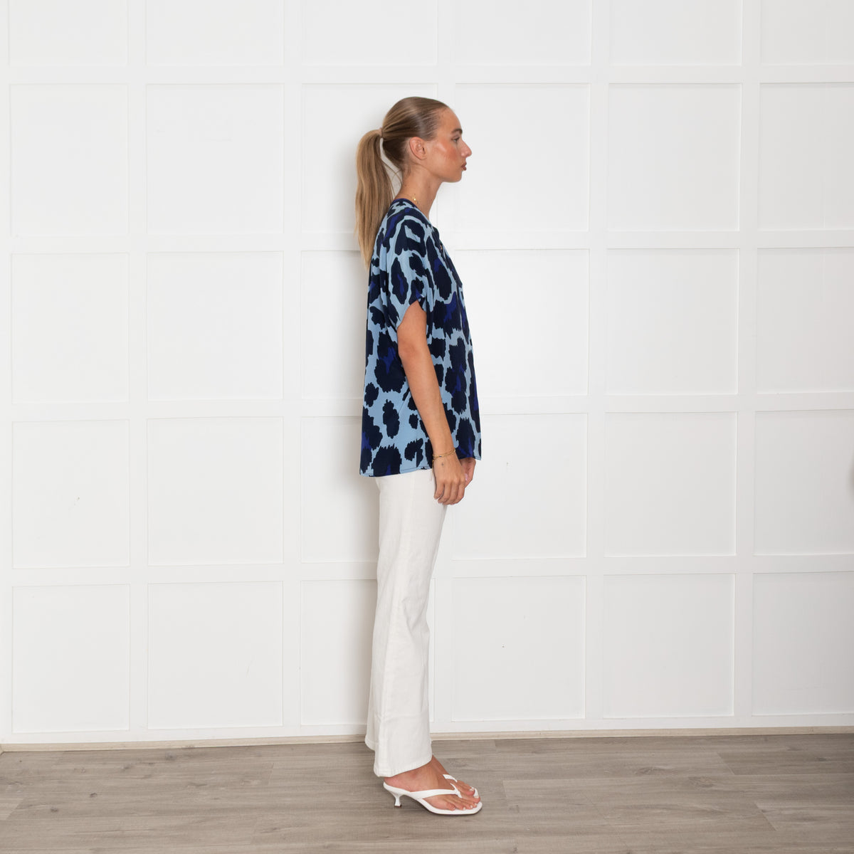 Mercy Delta Blue Navy Silk Sleeveless Top