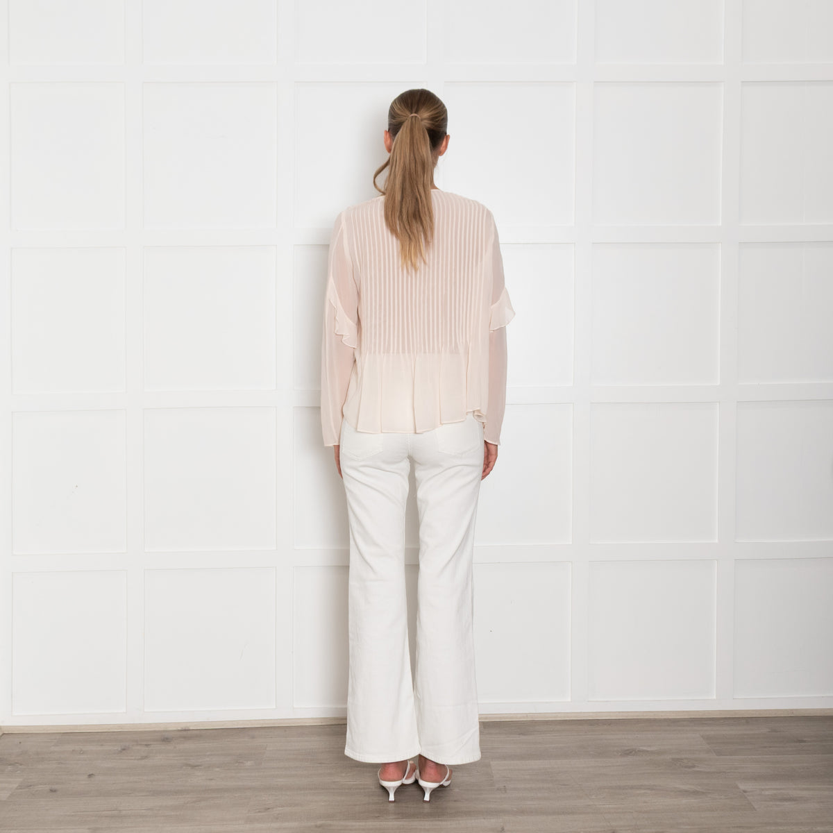 Athe Vanessa Bruno Peach Frill Detail Long Sleeve Blouse