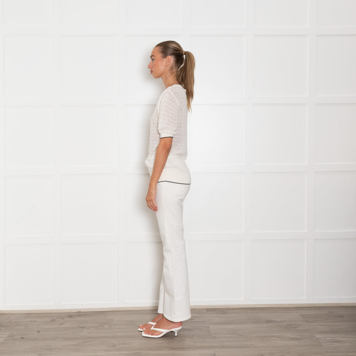 Cove White Cotton Blend Knit Short Sleeve Top